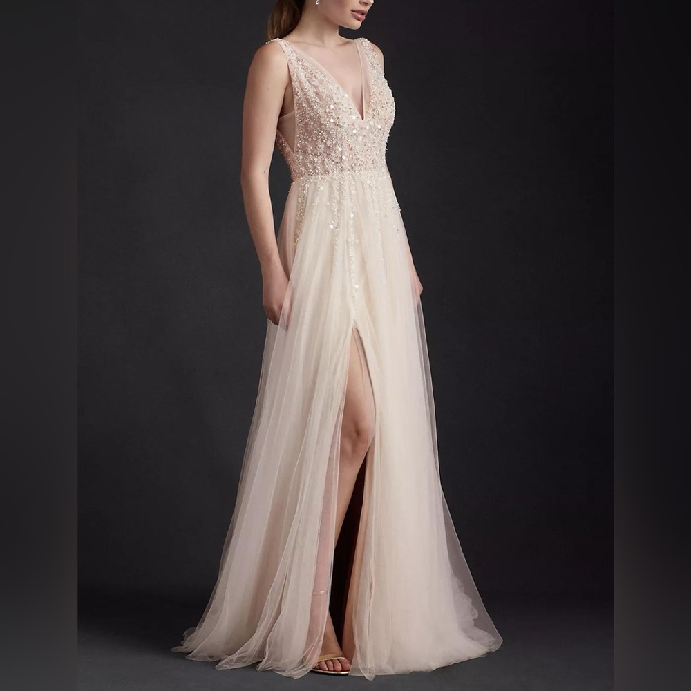 🔴 BHLDN Written in the Stars Beaded Tulle Open-Back Wedding Ballgown, size 0